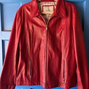 Wilsons Leather Red Leather Jacket with Sporty Design and Fitted Silhouette